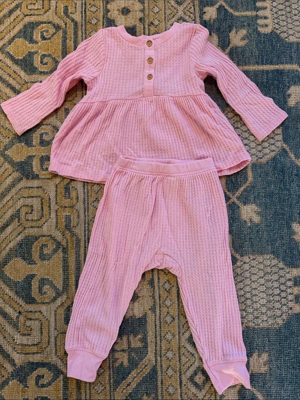 Cat & Jack Pink Waffle Knit 2-Piece Pajama Set